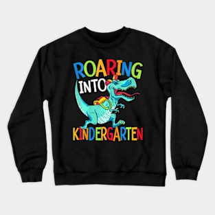 Kids Roaring Into Kindergarten Dinosaur Student Back To School Crewneck Sweatshirt